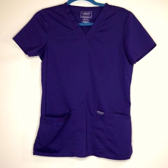 Cherokee Authentic Workwear Revolution Scrub Top, Short Sleeve Purple, (XS) - Picture 1 of 7